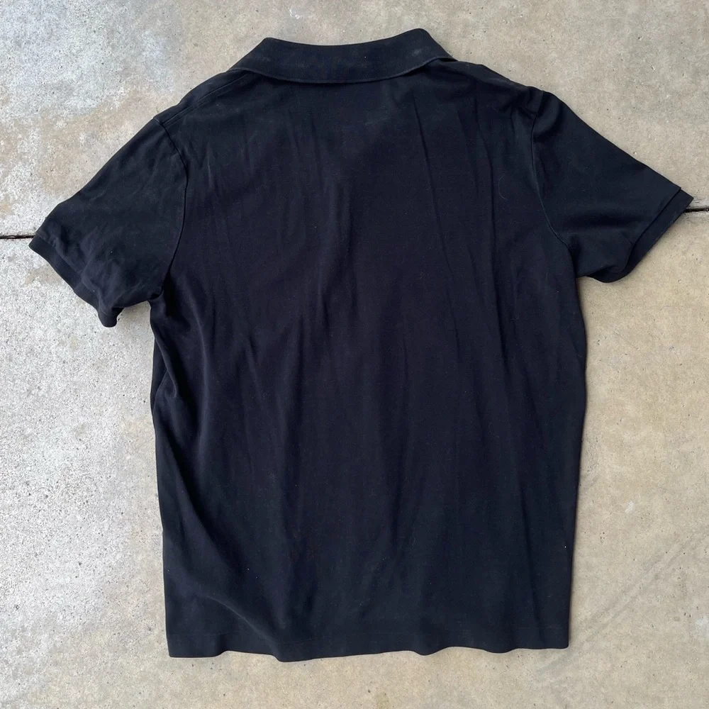 Polo Ralph Lauren Mens Large Black Short Sleeve Pique Polo Shirt White Pony Logo